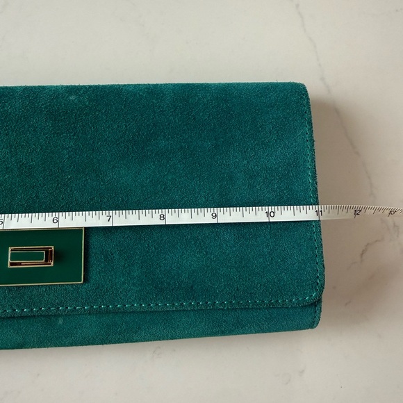 Elegant Teal Suede Clutch - Picture 6 of 6